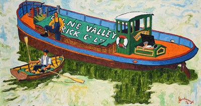 Lot 1059 - Joe Scarborough (b.1938) ''Motor Barge- Unity'' Signed and dated (19)72, oil on canvas, with...