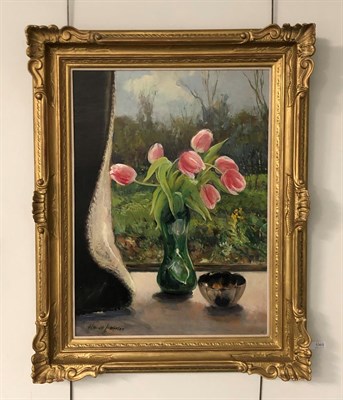 Lot 1065 - Alexander Jamieson (1873-1937) Scottish Still life with Tulips Signed, oil on canvas, 72.5cm by...