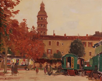 Lot 1071 - Richard Jack RA, RI (1886-1952) ''Cahors'' Signed, inscribed verso, oil on board, 31cm by 40cm...