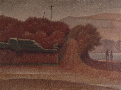 Lot 1072 - Circle of Algernon Newton RA (1880-1968)  Two figures in a landscape Oil on canvas, 45cm by 60.5cm