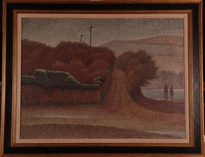 Lot 1072 - Circle of Algernon Newton RA (1880-1968)  Two figures in a landscape Oil on canvas, 45cm by 60.5cm