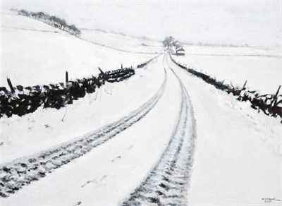 Lot 1085 - Brian Alderman (b.1954) ''Snow Storm Approaching'' Signed, inscribed verso, oil on canvas, 45cm...