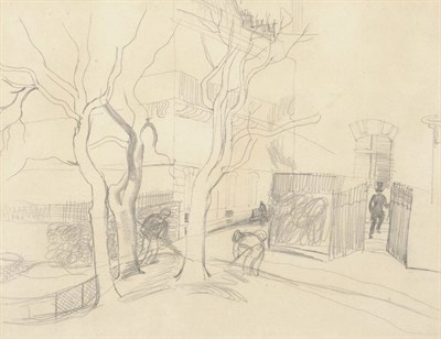 Lot 826 - Christopher Wood (1901-1930) "The Roadsweepers" Inscribed on an exhibition label verso, pencil...