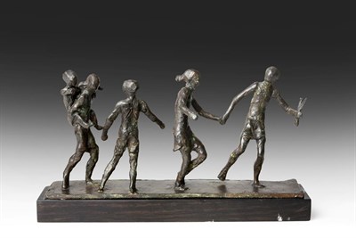 Lot 1102 - Michael Snowden RSA (b.1930) ''Children in the park'' Signed, bronze, 11cm by 22cm...