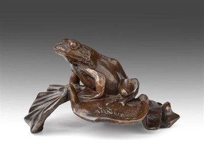 Lot 1114 - Sally Arnup FRBS, ARCA (1930-2015) Common Frog on Leaf Signed and numbered X/X, bronze, 8cm...