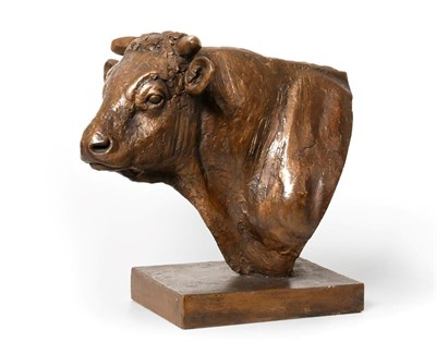Lot 1116 - Sally Arnup FRBS, ARCA (1930-2015) Friesian Bull head 'Dalesend Cascade'  Plaster, 37cm high...