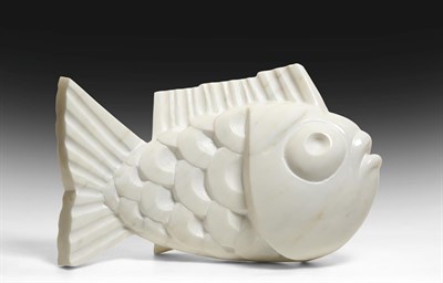 Lot 1118 - Darren Yeadon (b.1970) Fish Signed, Carrara marble, 27.5cm high  See illustration