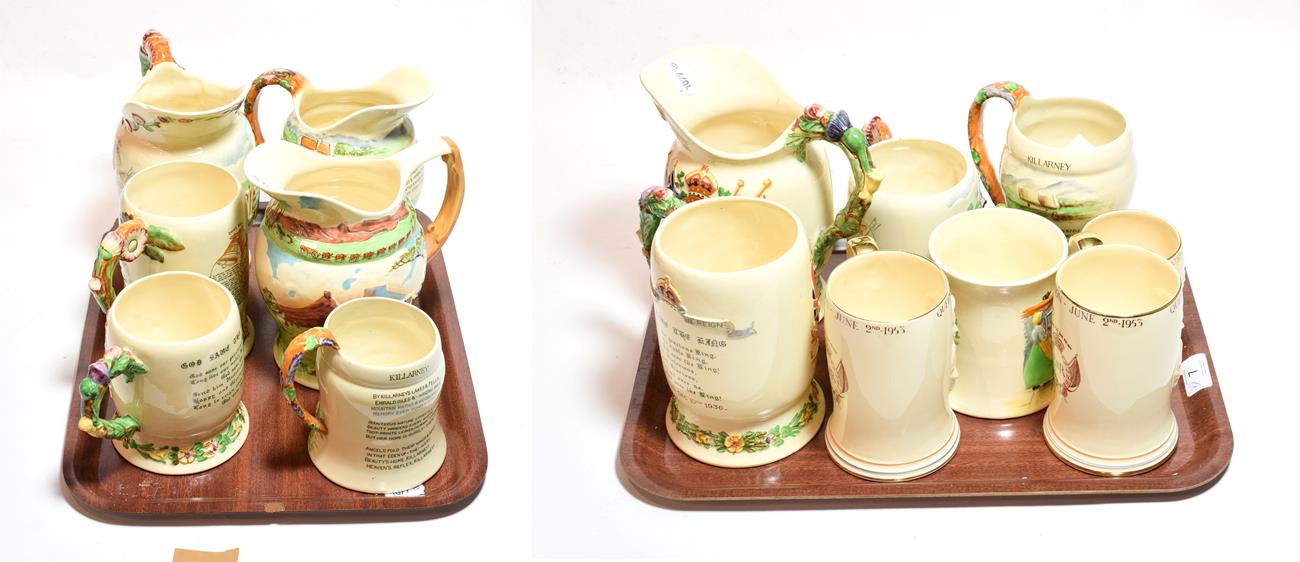 Lot 7 - Crown Devon Fieldings: a collection of thirteen musical mugs and jugs decorated with various scenes