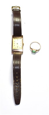 Lot 44 - A 9ct gold wristwatch, the movement stamped Fortis, with tank face together with a 9ct gold...