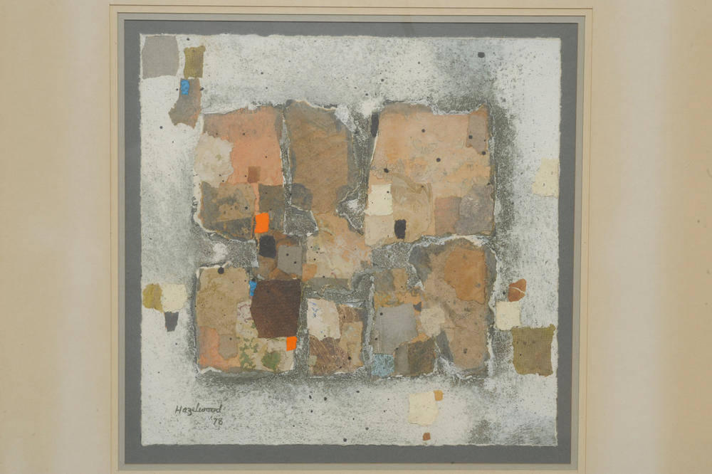 Lot 833 - David Hazelwood (1932-1994) "Untitled Collage" Signed and dated (19)78, inscribed and dated...