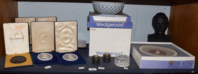 Lot 98 - A collection of Wedgwood Jasper ware including a bust of Prince Charles, Diana plate etc