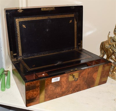 Lot 108 - Victorian cross-bound walnut writing box