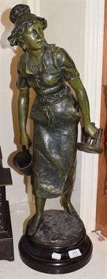 Lot 111 - After Weisse, a spelter figure of a milk maid, 72cm high (including base)