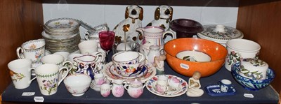 Lot 121 - Various ceramics including 19th century Staffordshire spaniels, tea wares, pink lustre ware and...