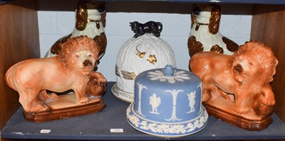 Lot 122 - A collection of assorted ceramics including a Jasper ware cheese dish, another cheese dish; a...
