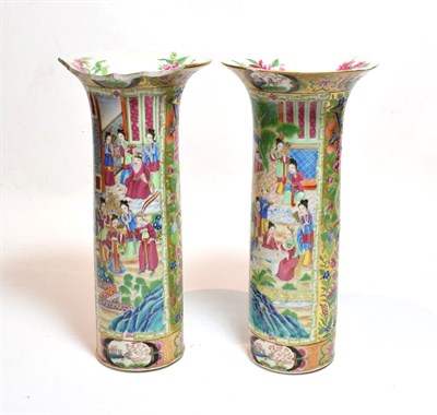 Lot 125 - Pair of 19th century Canton vases (a.f.), 29.5cm high