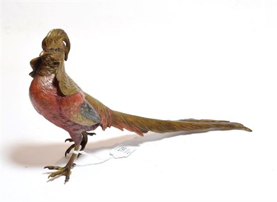 Lot 128 - A late 19th/early 20th century Bergman style bronze model of a pheasant, 38cm long approx