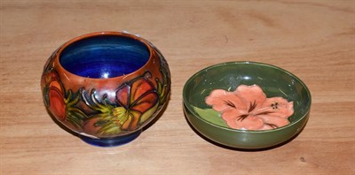 Lot 137 - A 1950's Moorcroft pottery anemone pattern bowl, 8cm diameter, together with a small Moorcroft...