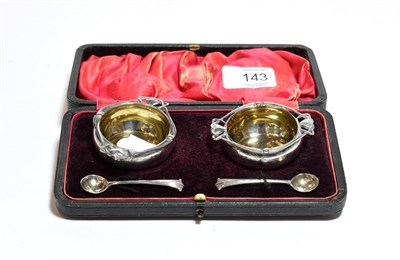 Lot 143 - Pair of silver salts in a fitted case