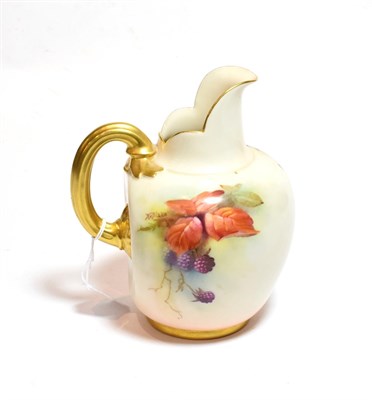 Lot 146 - A Royal Worcester porcelain ewer, by Kitty Blake, 1911, of flattened ovoid form, painted with...