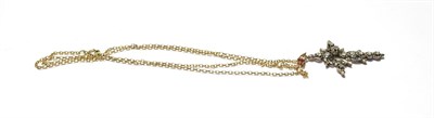Lot 161 - A diamond cross pendant on a 9 carat gold chain, pendant length 5.0cm, chain length 62cm