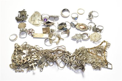 Lot 171 - A quantity of silver and white metal jewellery including necklaces, bracelets, rings,...
