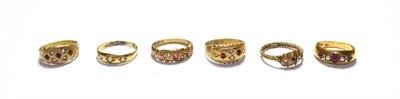 Lot 176 - Three 9 carat gold gem set rings, various designs and sizes; two rings, stamped '9CT'; and a 15...