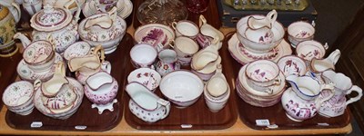 Lot 195 - A group of 19th century lustre tea wares (on three trays)