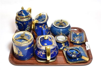 Lot 206 - Carlton ware chinoiserie lustre including a tea pot with stand and a hot water pot, pattern...