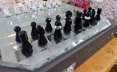 Lot 210 - A silver crystal Swarovski chess set, boxed