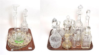 Lot 213 - Cut glass, including decanters etc (on two trays)