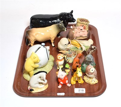 Lot 218 - Beswick Aberdeen Angus bull and Jersey Bull, together with Royal Doulton Whinnie the Pooh and...