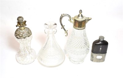 Lot 223 - A Victorian silver mounted glass decanter and stopper, Birmingham, together with a plated and glass