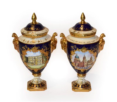 Lot 231 - A Coalport limited edition vase and cover, commemorating the marriage of Charles & Diana, decorated