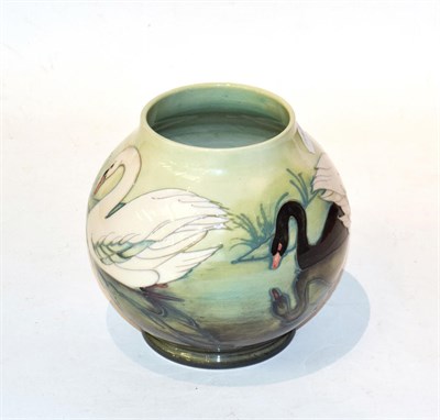 Lot 234 - A modern Moorcroft swan pattern globular vase, no. 275/350, 17cm high