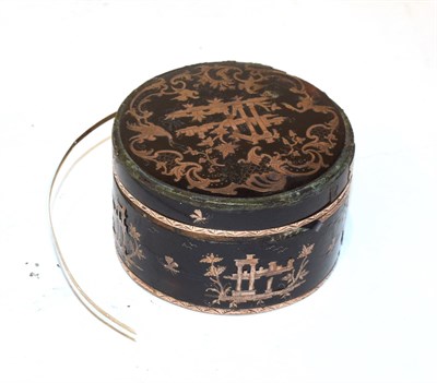 Lot 235 - A 19th century yellow metal mounted tortoiseshell box and cover, with chinoiserie decoration...