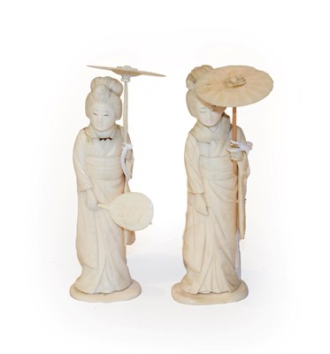 Lot 240 - Two late 19th century Japanese ivory figures, approx 16cm high