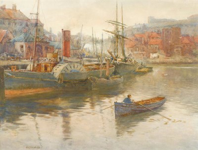 Lot 855 - Albert George Stevens (1863-1925) Paddler steamer and other vessels on the River Esk, Whitby...