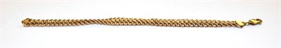 Lot 262 - A double row curb link bracelet, stamped '375', length 22.5cm; and a gold bar