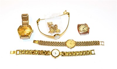 Lot 263 - A 9 carat yellow gold Eterna lady's wristwatch, on gold link bracelet with spare links,...