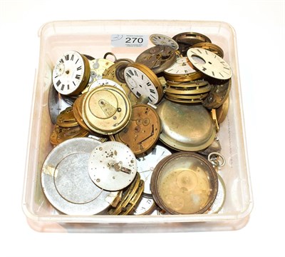 Lot 270 - A selection of pocket watches, fob watches and pocket watch movement