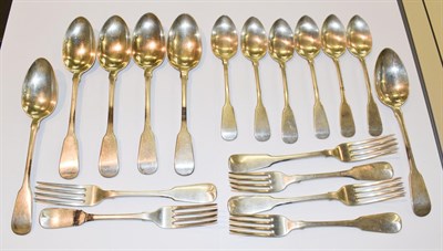 Lot 272 - A group of early Victorian silver flatware, Glasgow, 1845, comprising six table spoons, six...