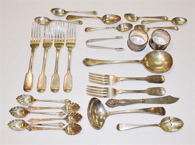 Lot 274 - Assorted 19th century silver, English assay, including spoons, flatwares etc (qty)