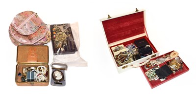 Lot 287 - A quantity of costume jewellery including a two cultured pearl necklaces; wristwatches; plated...