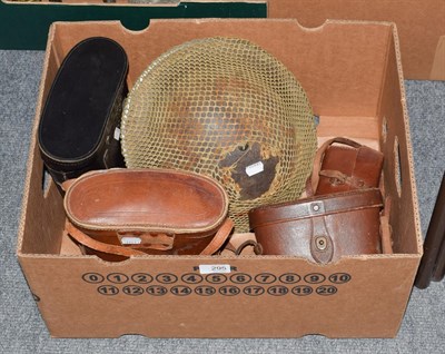 Lot 295 - A World War II helmet and four pairs of binoculars