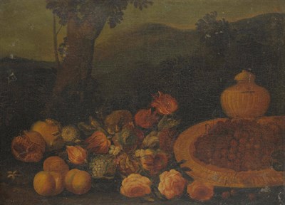 Lot 860 - Follower of Michelangelo da Campidoglio (18th century) Still life of fruit, flowers and other...