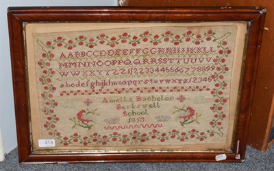 Lot 313 - A 19th century needlework sampler by Amelia Bachelor, Berkswell school 1853