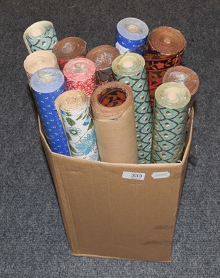 Lot 333 - Assorted wallpaper including three sealed rolls of Sanderson William Morris style and two...