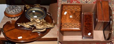 Lot 337 - A Victorian beadwork footstool; three 19th century boxes; an Edwardian glove box; two Edwardian...