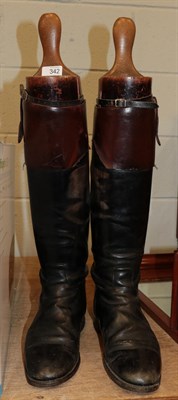 Lot 342 - Pair of leather riding boots with boot trees